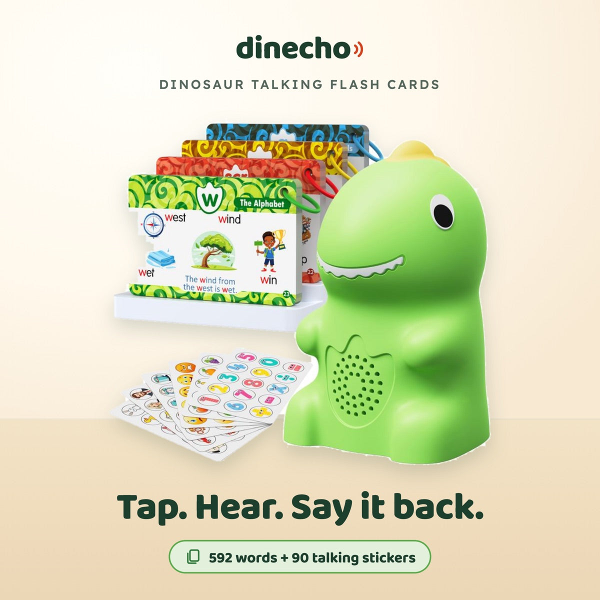 Dinecho talking dinosaur with flash cards and sticker sheets